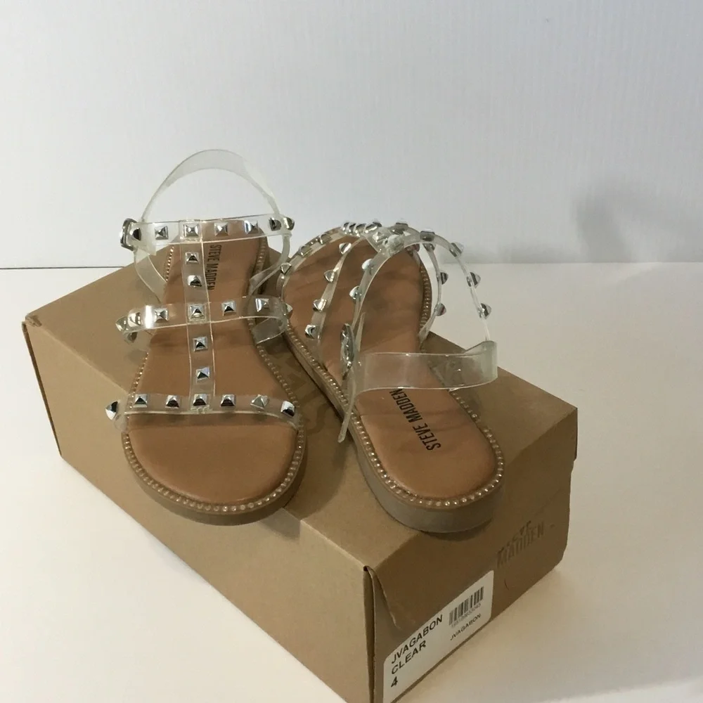 Steve Madden Clear Studded Slingback Sandal - Clear/Tan